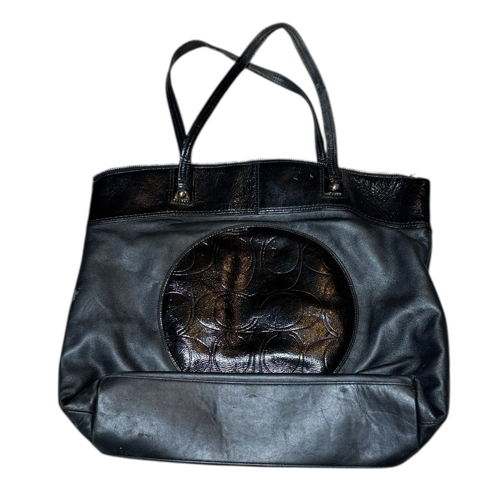 Coach Laura F18336 Black Leather Patent Signature C Large Tote